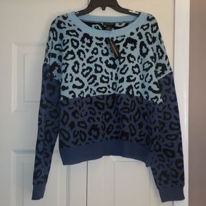 Blush & Bloom blue colorbock Leopard sweater